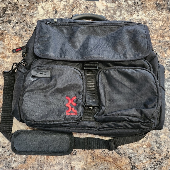 Burton Other - Burton Black Multi-Compartment Messenger Bag with Red Logo